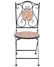 Set of 2 Garden Chairs ADRANO Folding Metal Terrazzo Effect Black_1021729