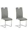 Set of 2 Dining Chairs PICKNES Faux Leather Light Grey
