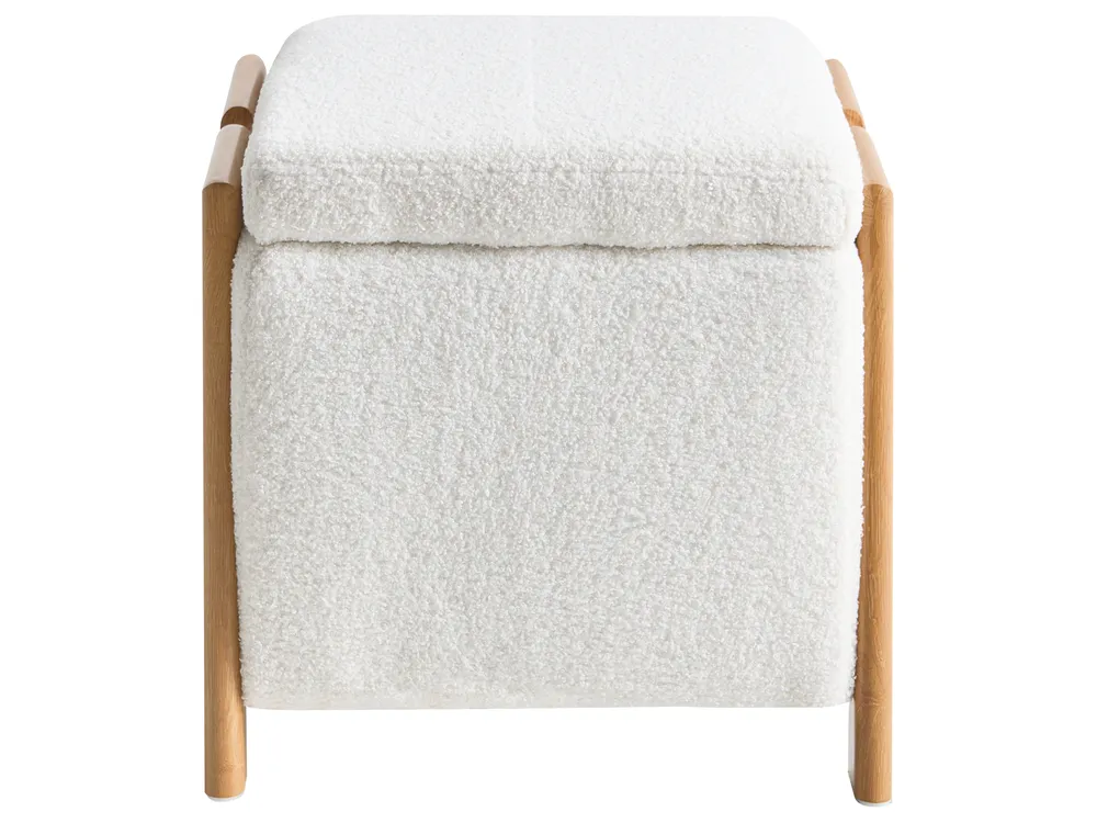 Förvaringpuff EDLAND Bouclé 45 cm Vit_1040592