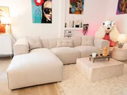 Corner Sofa 3 Seater DOLVA Fabric Light Beige Right Hand_1034114