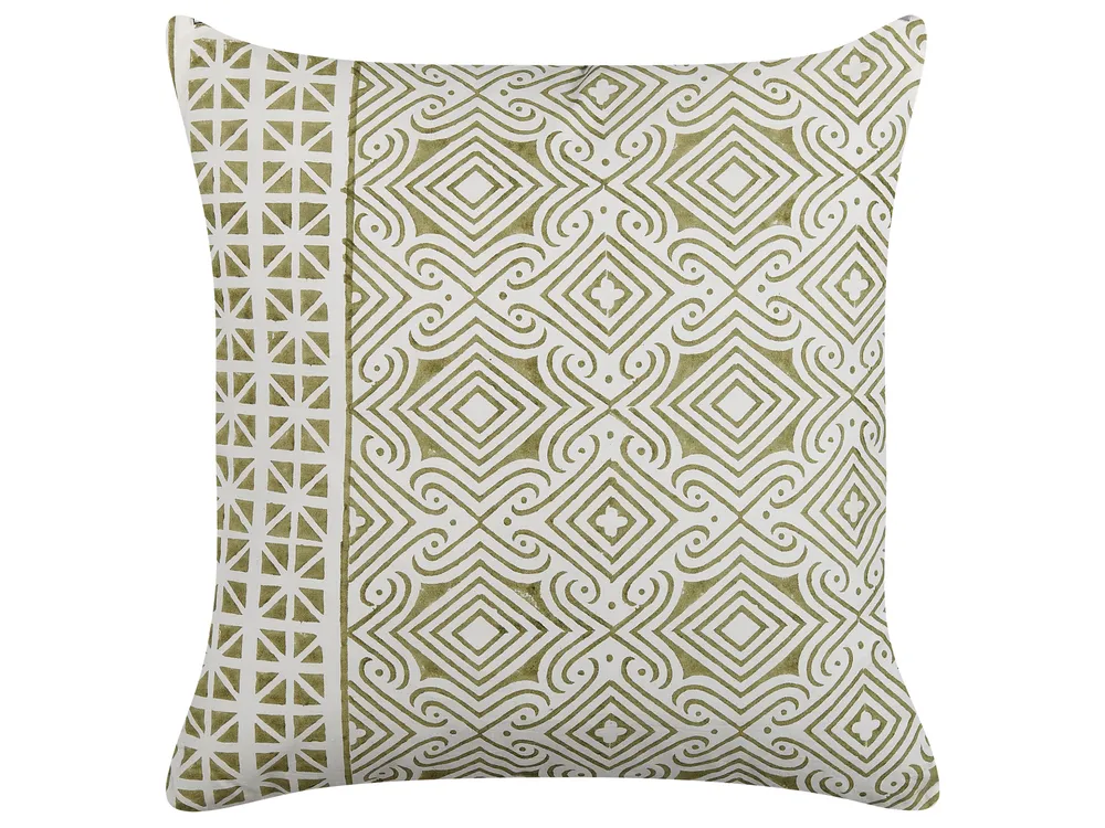 Throw Cushion LARICS 45 x 45 cm Cotton Green Oriental Pattern