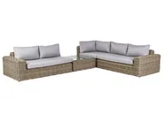 Garden Corner Sofa with Ottoman 6 Seater PALERMO Modular PE Rattan Light Brown_929214