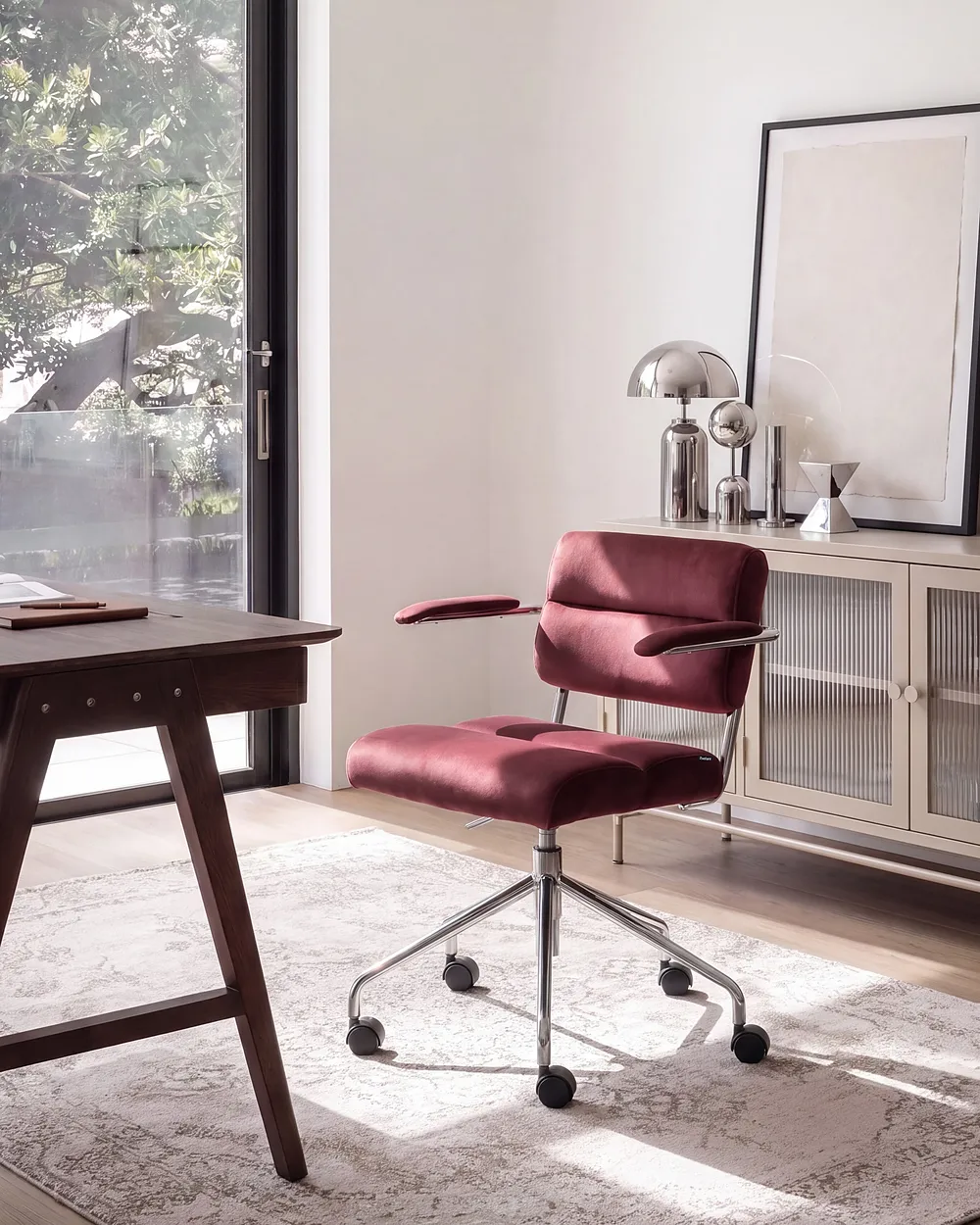 Desk Chair CANDOR Velvet Burgundy