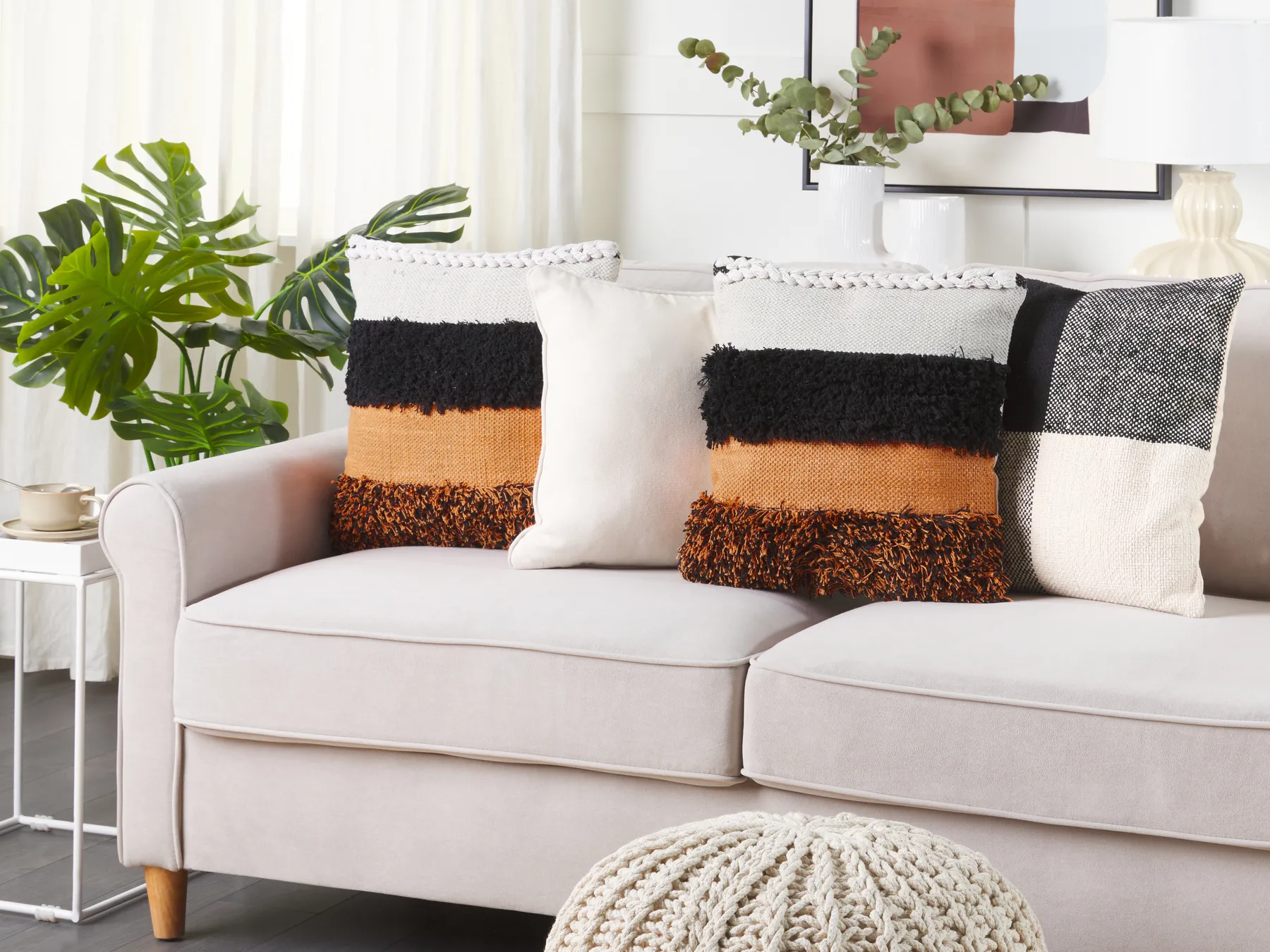 Throw Cushion MIHALGAZI 45 x 45 cm Cotton Multicolour Striped_802282