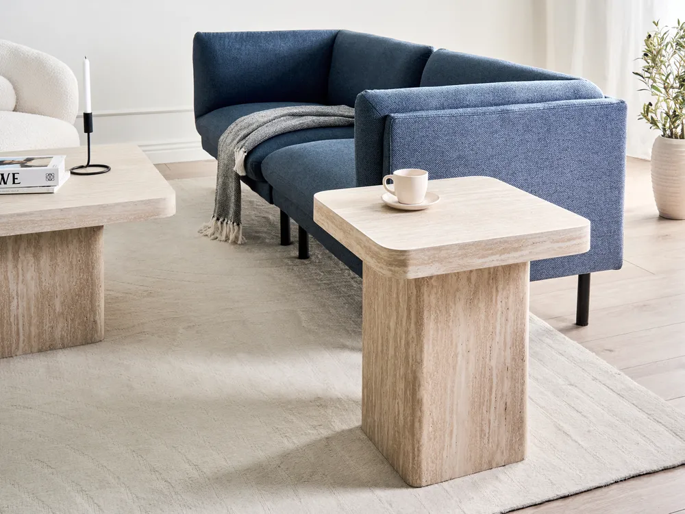 Side Table DUSON Travertine Effect