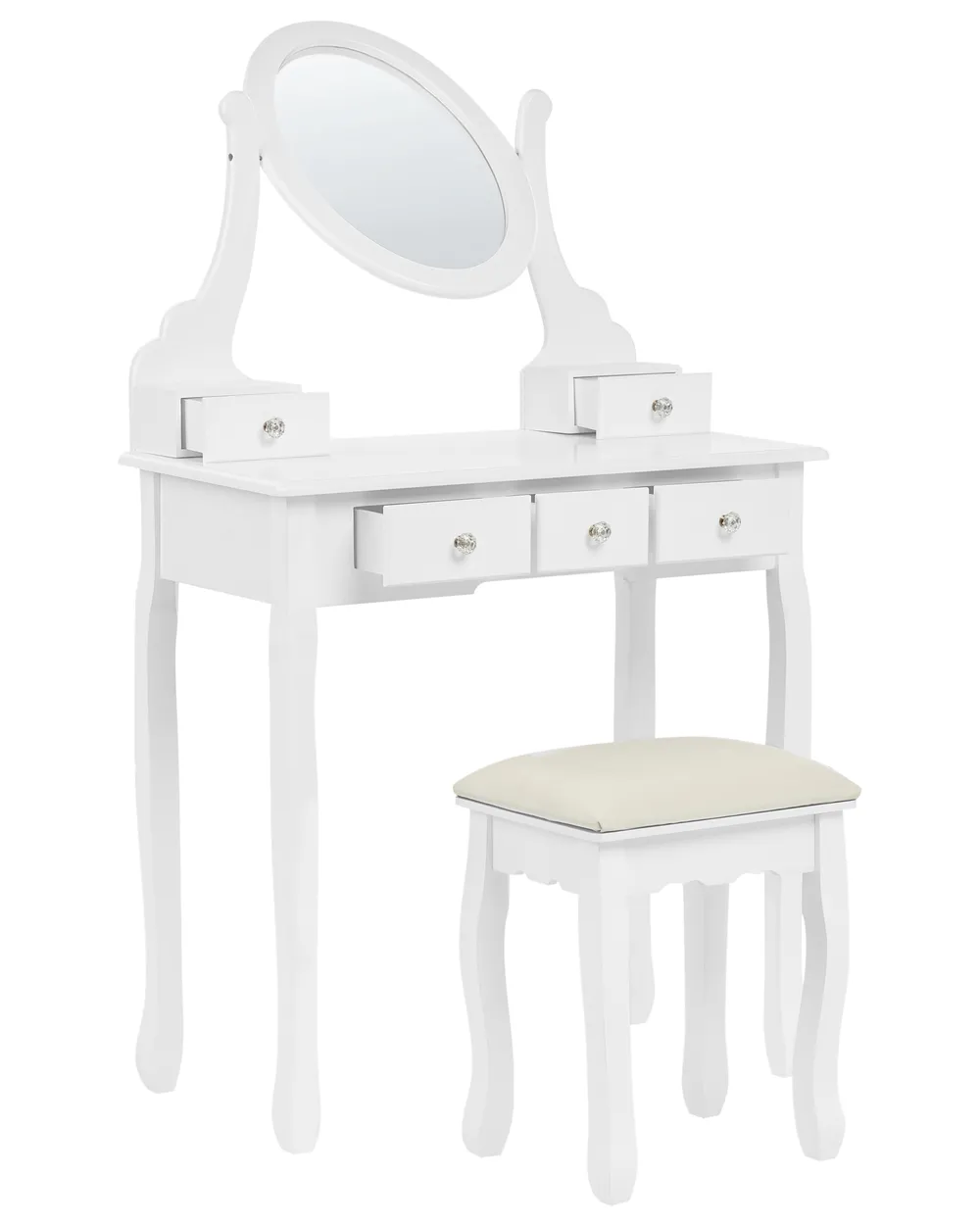 Sminkbord med spegel och pall GALAXIE Vit_823953
