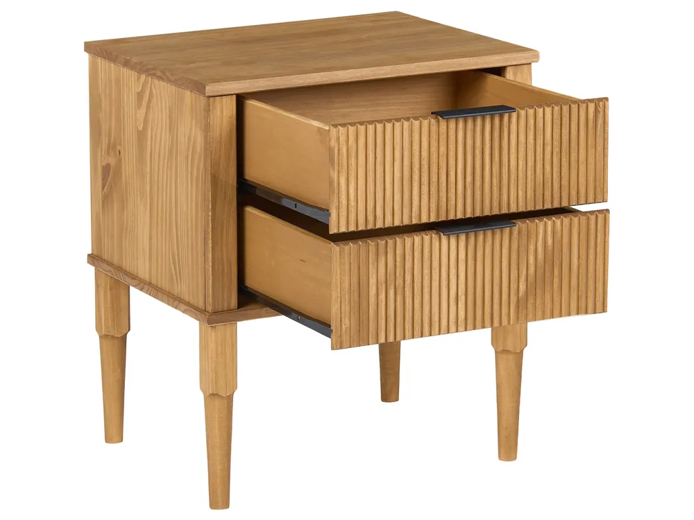 Bedroom Set Pine Wood FLAVIGNAC 120 x 200 cm (EU Small Double) Light Brown_1099301