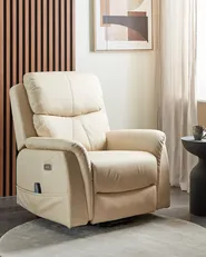 Elektrisk reclinerfåtölj GLORIE med massagefunktion Ljusbeige_924068