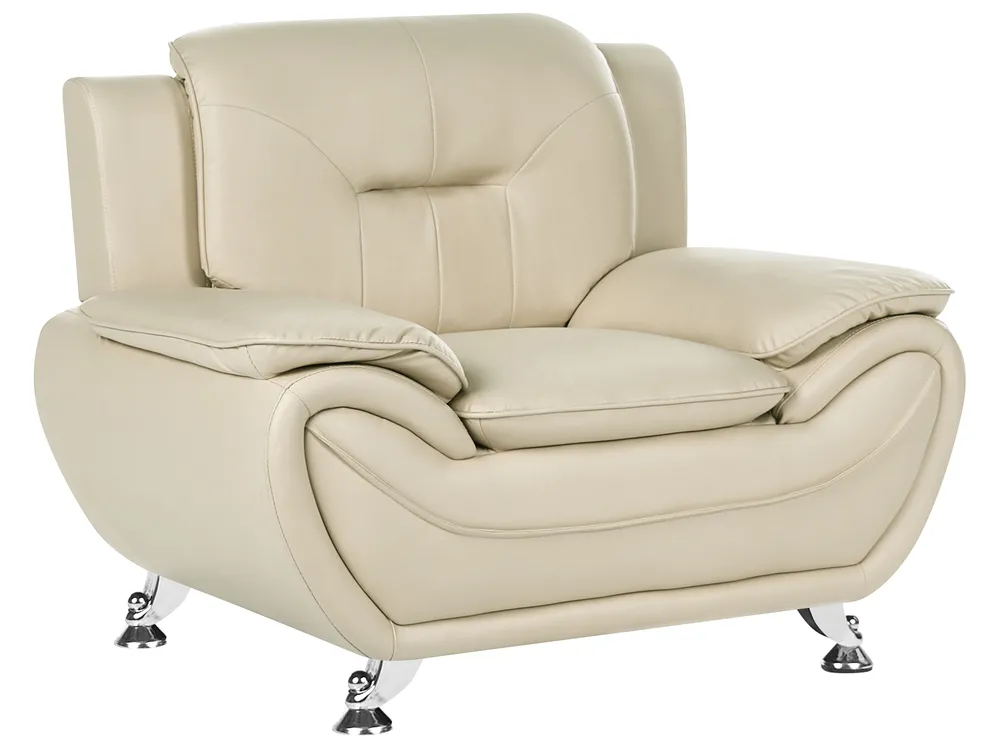 Living Room Set 6 Seater LEIRA Faux Leather Beige_1058769