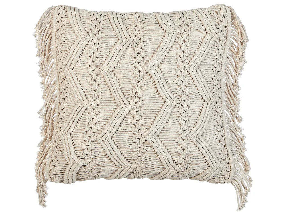 Set med 2 prydnadskuddar KIRIKKALE 45 x 45 cm Bomull Ljusbeige Geometriskt tryck_905442