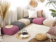Pouffe Macramé BERRECHID Cotton Pink_1171933