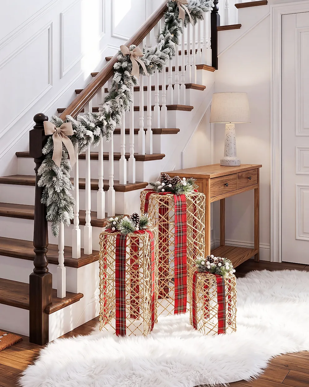 Set med 3 juldekorationer LED KAUSALA 65/55/45 cm Julklappar Brun_1179603