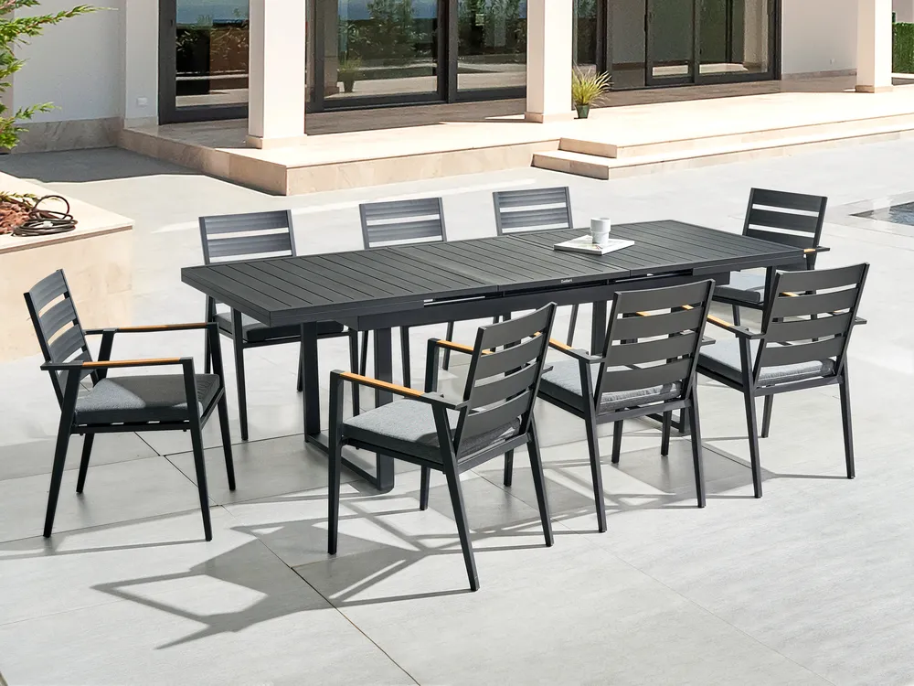 Extending Garden Dining Table VALCANETTO 180/240 cm 90 cm Metal Black