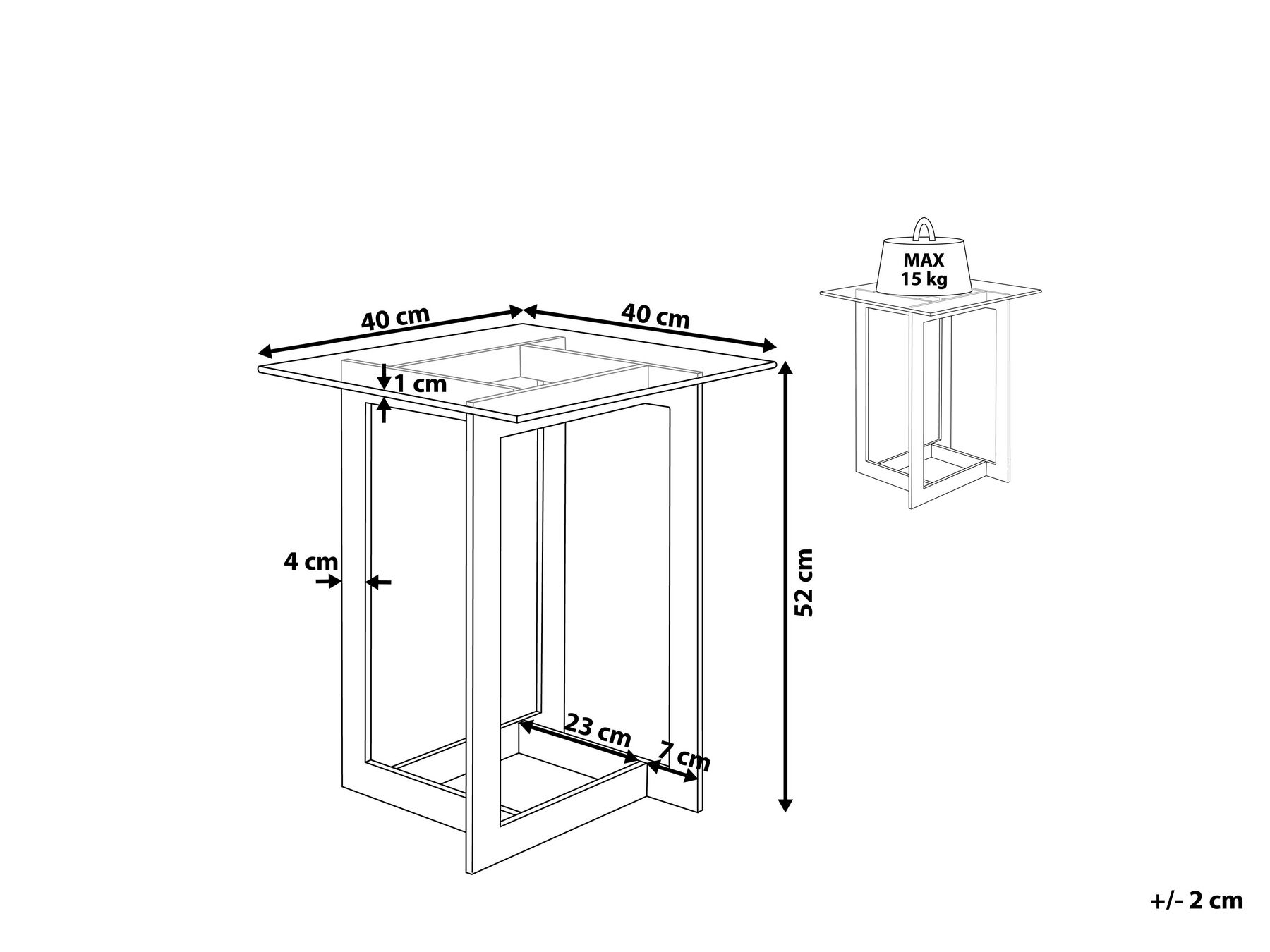 Side Table CRYSTAL Tempered Glass Silver_815299