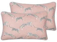 Set of 2 Decorative Cushions ARALES 30 x 50 cm Cotton Pastel Pink Animal Pattern_893095
