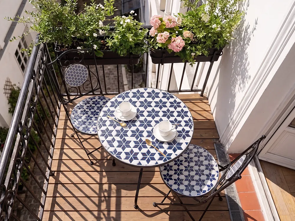 Bistrobord SIROLO 60 cm 60 cm Metall Hvit/blå_1155664