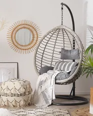 Hanging Chair with Stand TOLLO PE Rattan Grey_763791