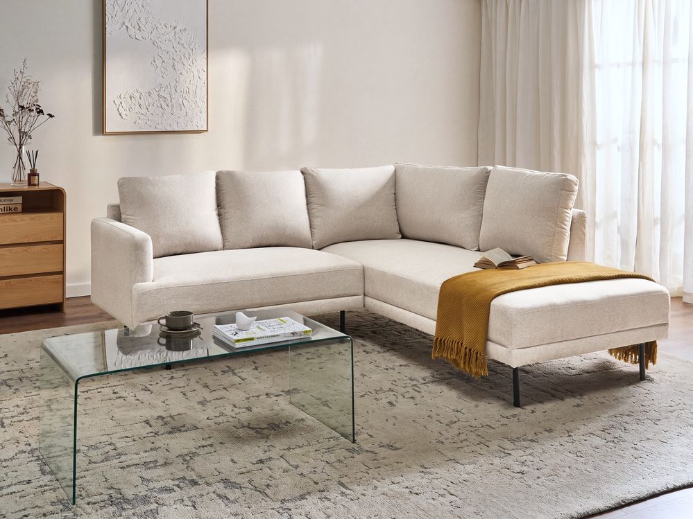 Corner Sofa BREDA Fabric Light Beige Left Hand