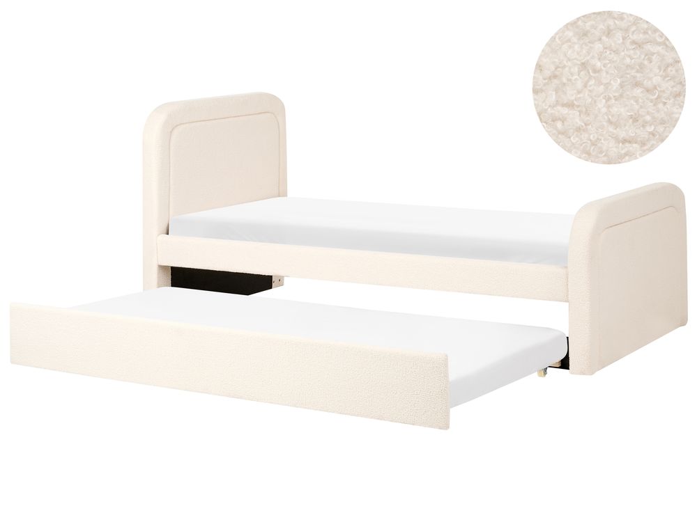 Uttrekksseng Bouclé RAYSSAC 90 x 200 cm Lys beige