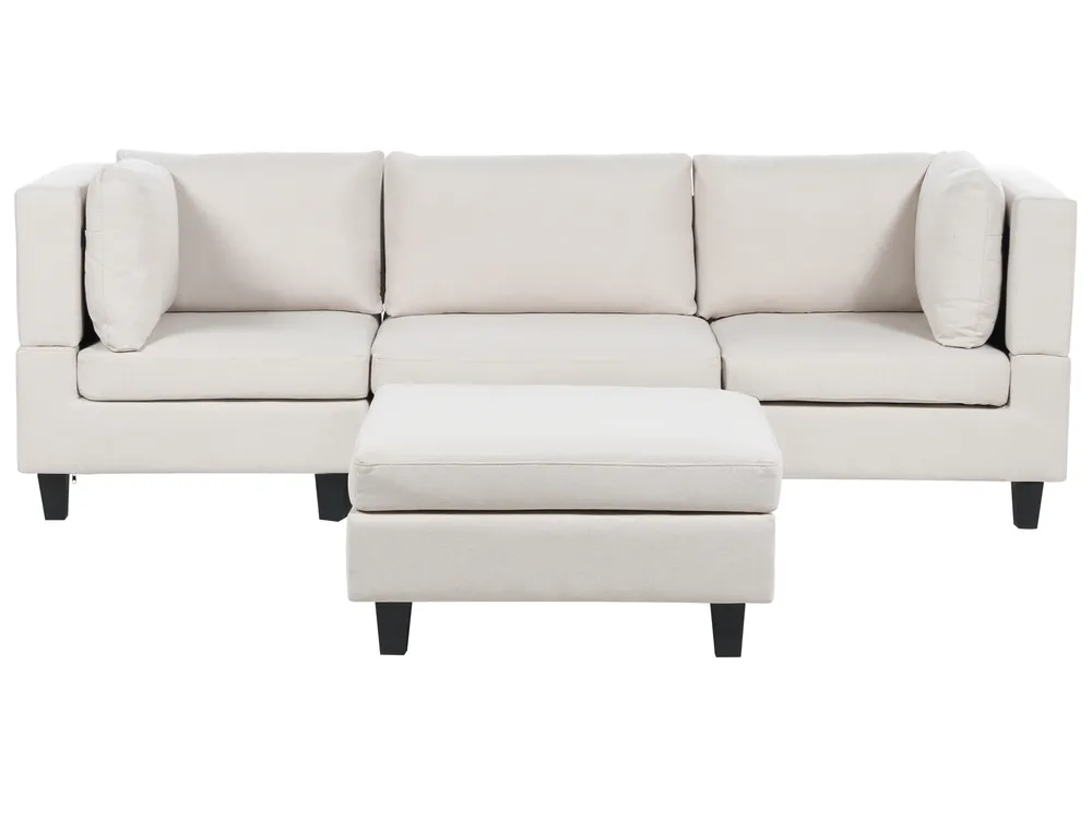 Modular Sofa 3 Seater UNSTAD with Ottoman Fabric Light Beige