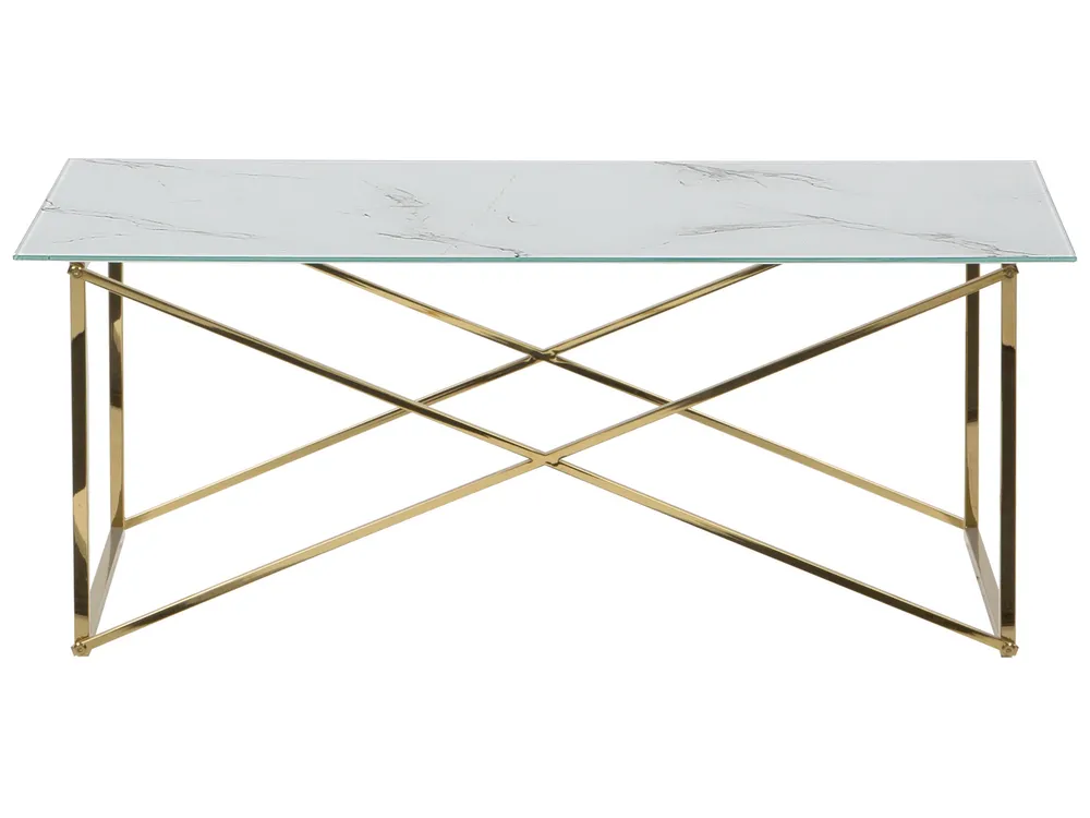 Soffbord EMPORIA Härdat glas Marmor/ Guld_757579