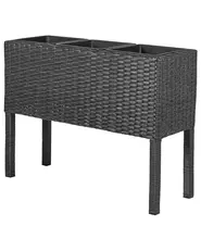 Elevated Plant Pot CARAGANA 77 cm PE Rattan Black_914485