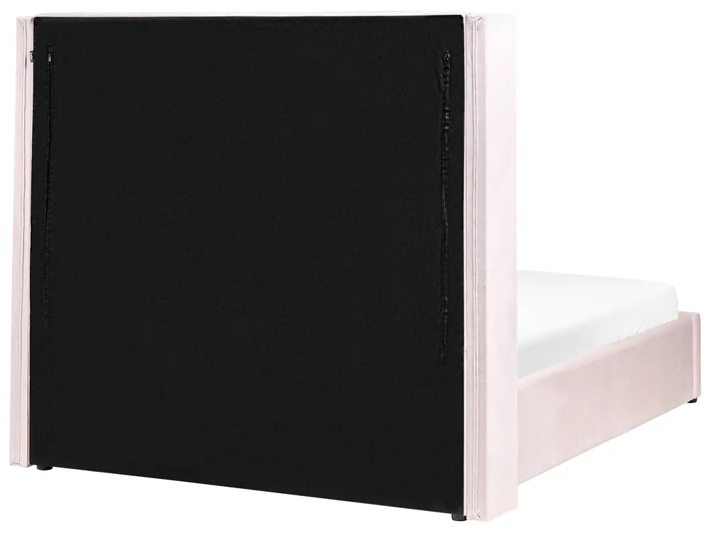 Säng med förvaring LUBBON Sammet Pastellrosa 140 x 200 cm_833871