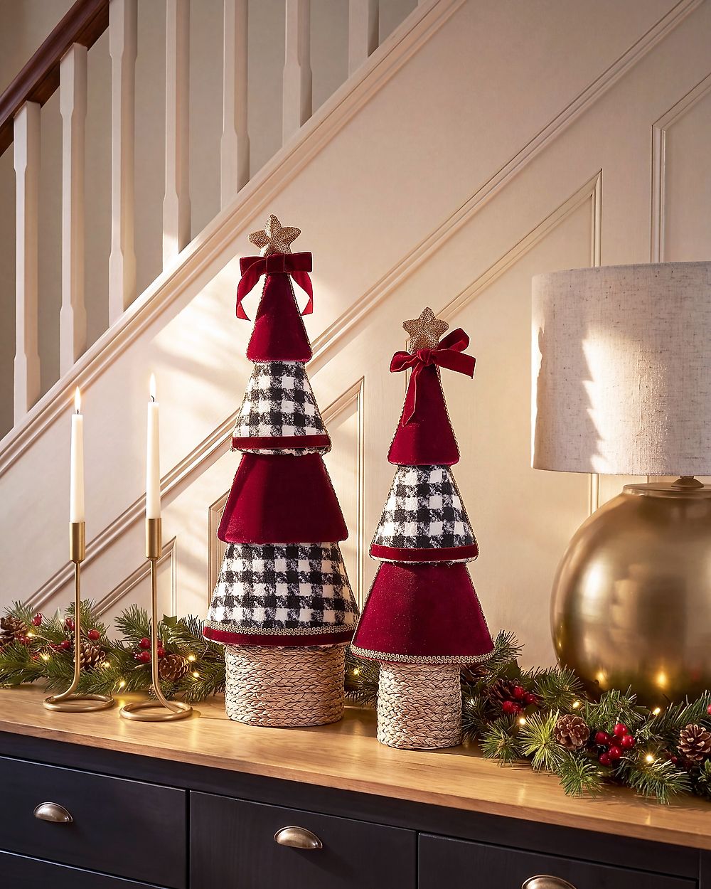 Set of 2 Figurines ALVSBYN 55/70 cm Christmas Tree Brown
