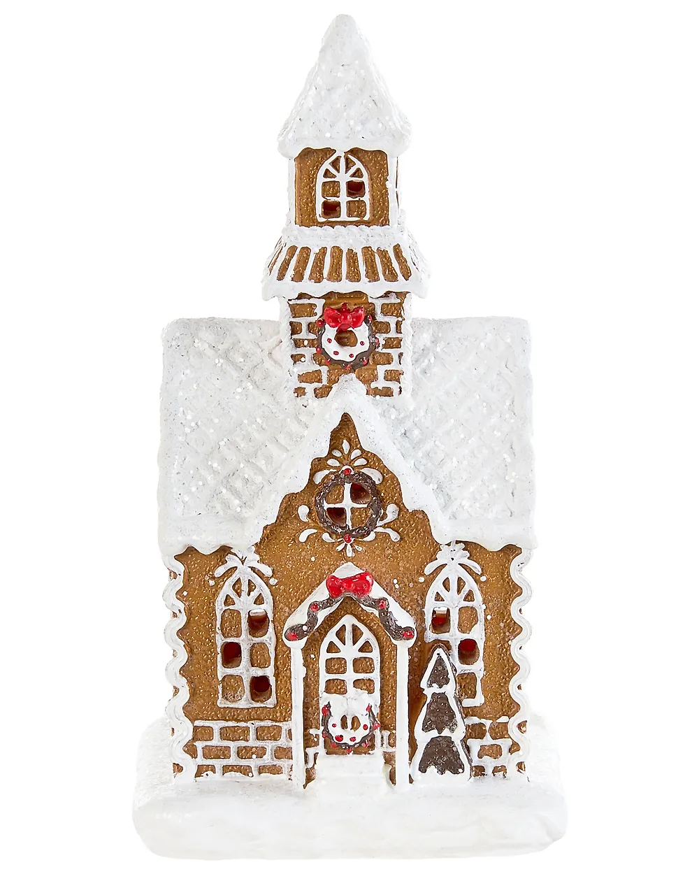 Set med 3 juldekorationer LED RIMPI 21/25/26 cm Hus Brun_1175160