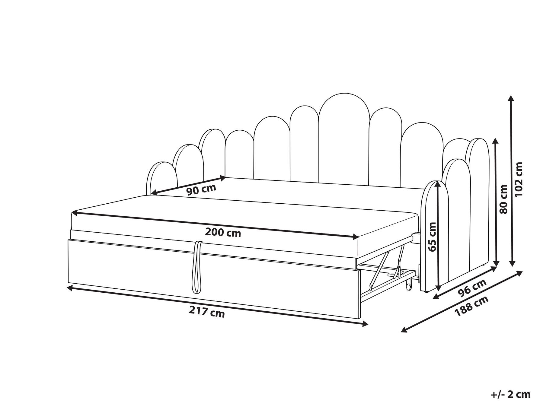 Trundle Bed Velvet POLIGNAC 90 x 200 cm (EU Single) Pastel Pink_1081314