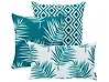 Ulkotyynysetti 3 kpl BIRDWOOD Kasvikuvio 30 x 50 cm 45 x 45 cm Turkoosi