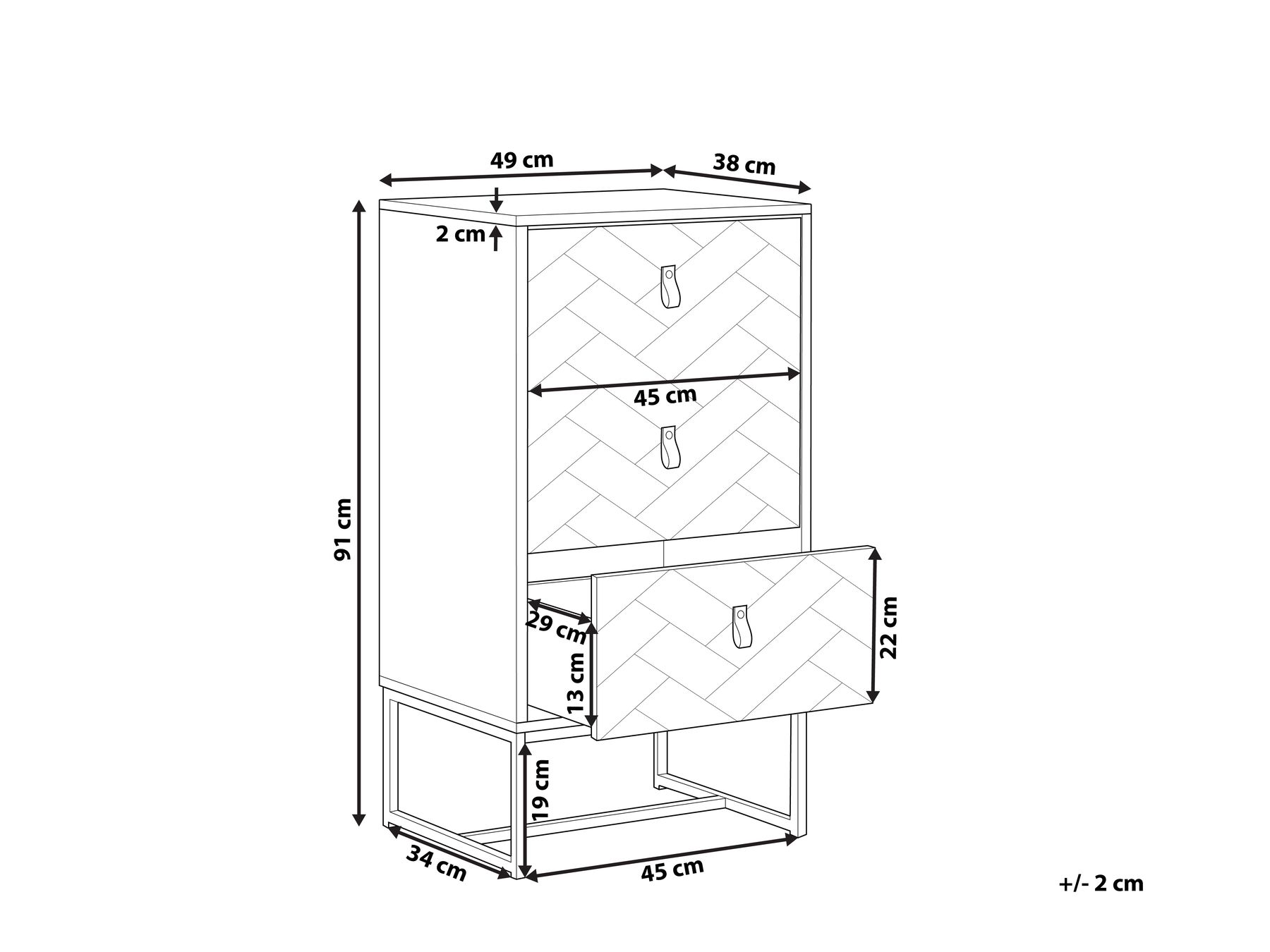3 Drawer Chest NUEVA Dark Brown/ White_787532