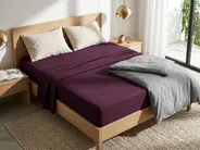 Fitted Sheet JANBU 140 x 200 cm Cotton Burgundy_845825