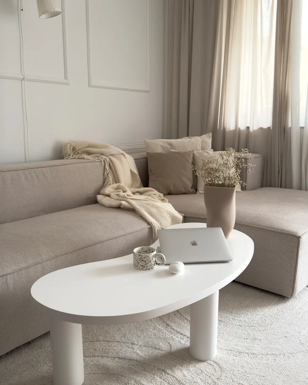 Corner Sofa 3 Seater VERNON Fabric Light Beige Left Hand_952470