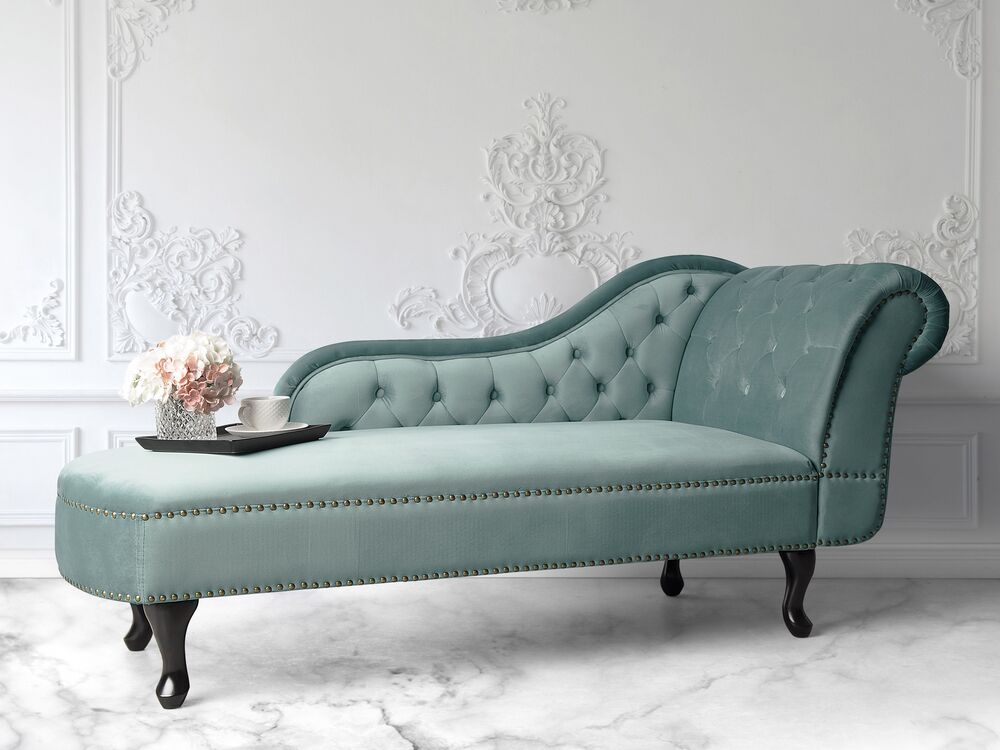 Right-Hand Chaise Longue NIMES Velvet Mint Green