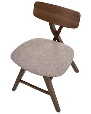 Set of 2 Dining Chairs LELAND Wood Brown/ Taupe_1065929