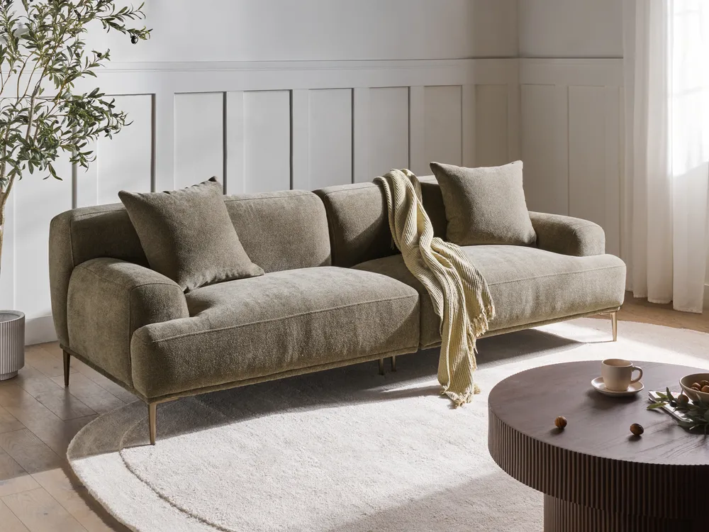 Sofa 3 Seater MATILA Fabric Light Brown