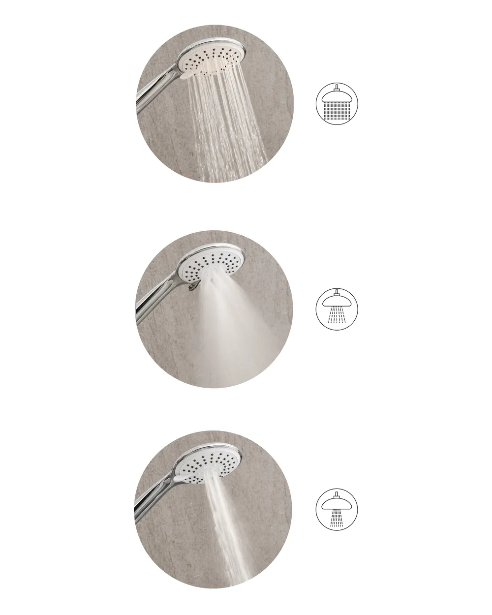 Shower Head and Hose Kit TUMPLE 3-function Silver_1006544
