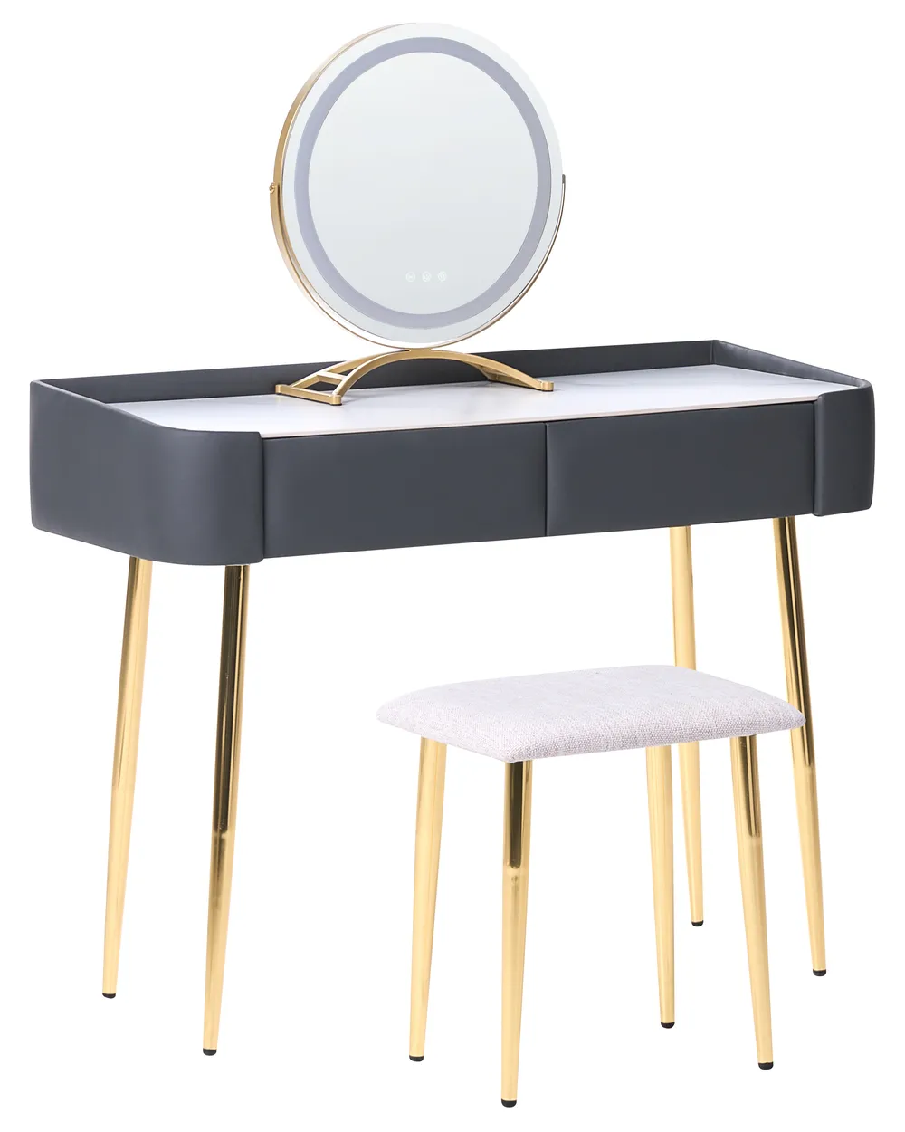 Dressing Table with Mirror and Stool SURIN LED Grey