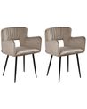 Set of 2 Dining Chairs SANILAC Velvet Taupe