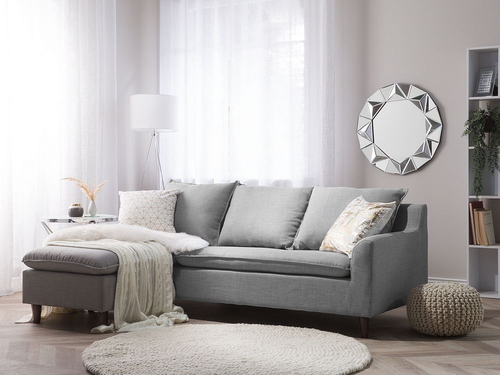 Corner Sofa ELVENES Fabric Light Grey Right Hand