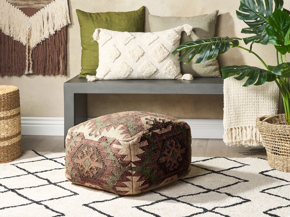 Puff ARVEN Jute Flerfarget