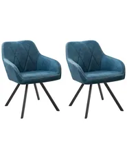 Set of 2 Dining Chairs MONEE Fabric Sea Blue_724780