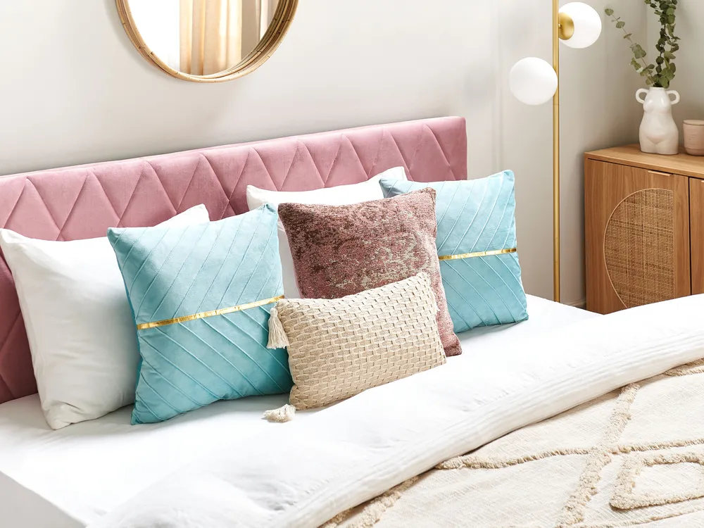 Set of 2 Decorative Cushions CONEFLOWER 45 x 45 cm Light Blue Striped