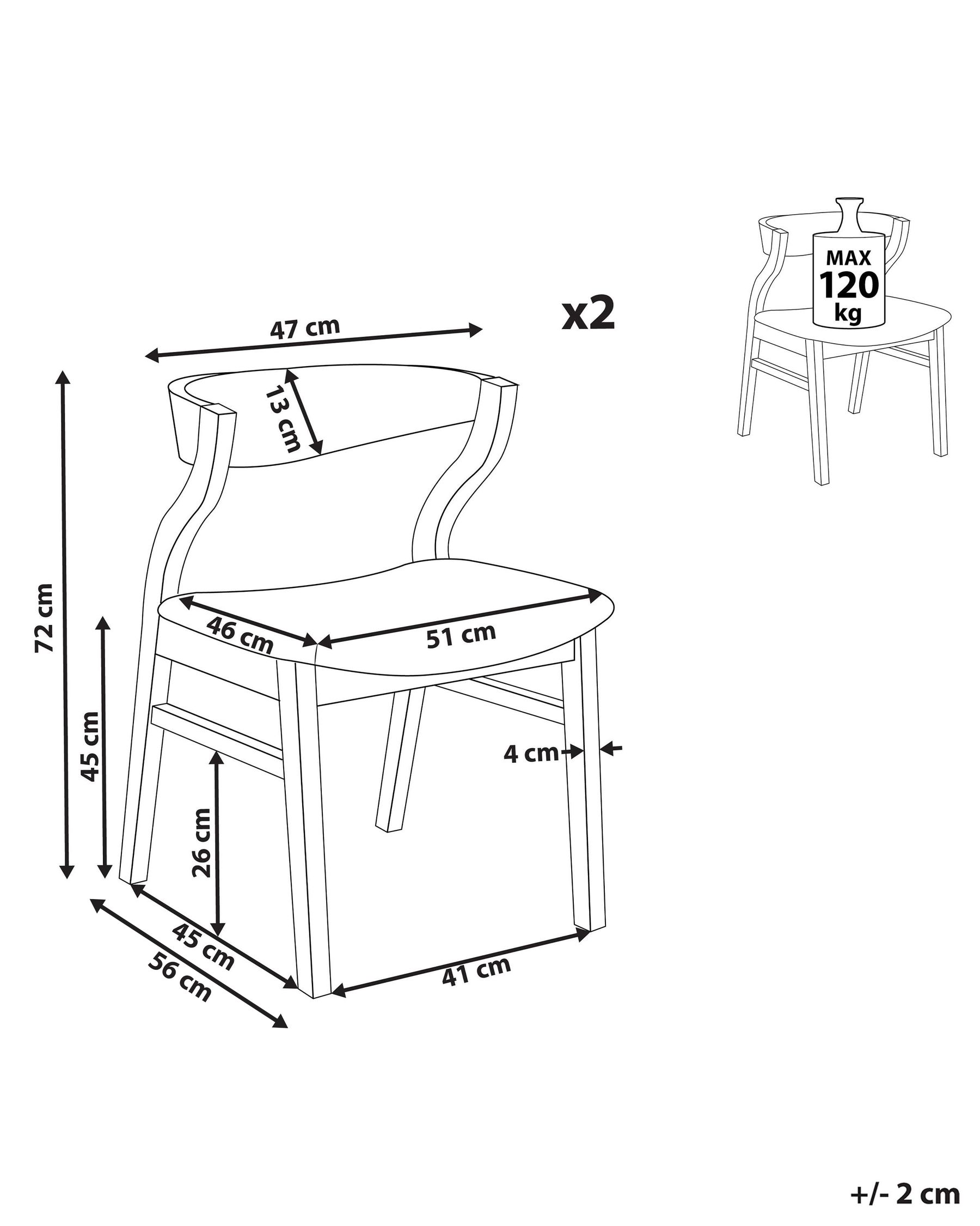 Set of 2 Dining Chairs MAROA Wood Black/ White_934312