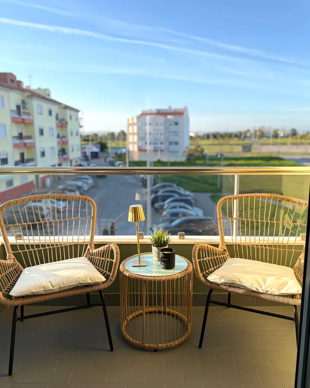 Bistro Set with Cushions LABICO PE Rattan Light Brown_1063140
