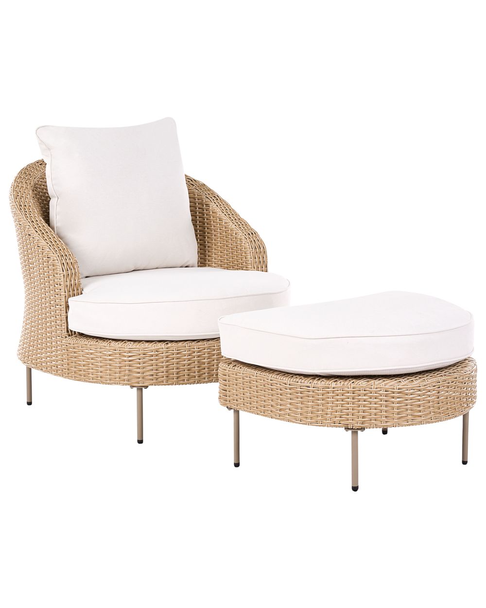 Garden Armchair with Ottoman ARCILLE PE Rattan Beige