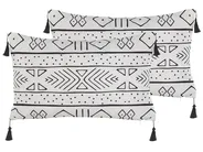 Set of 2 Decorative Cushions SCHEFFLERA 30 x 50 cm Velvet White Geometric Pattern_815374