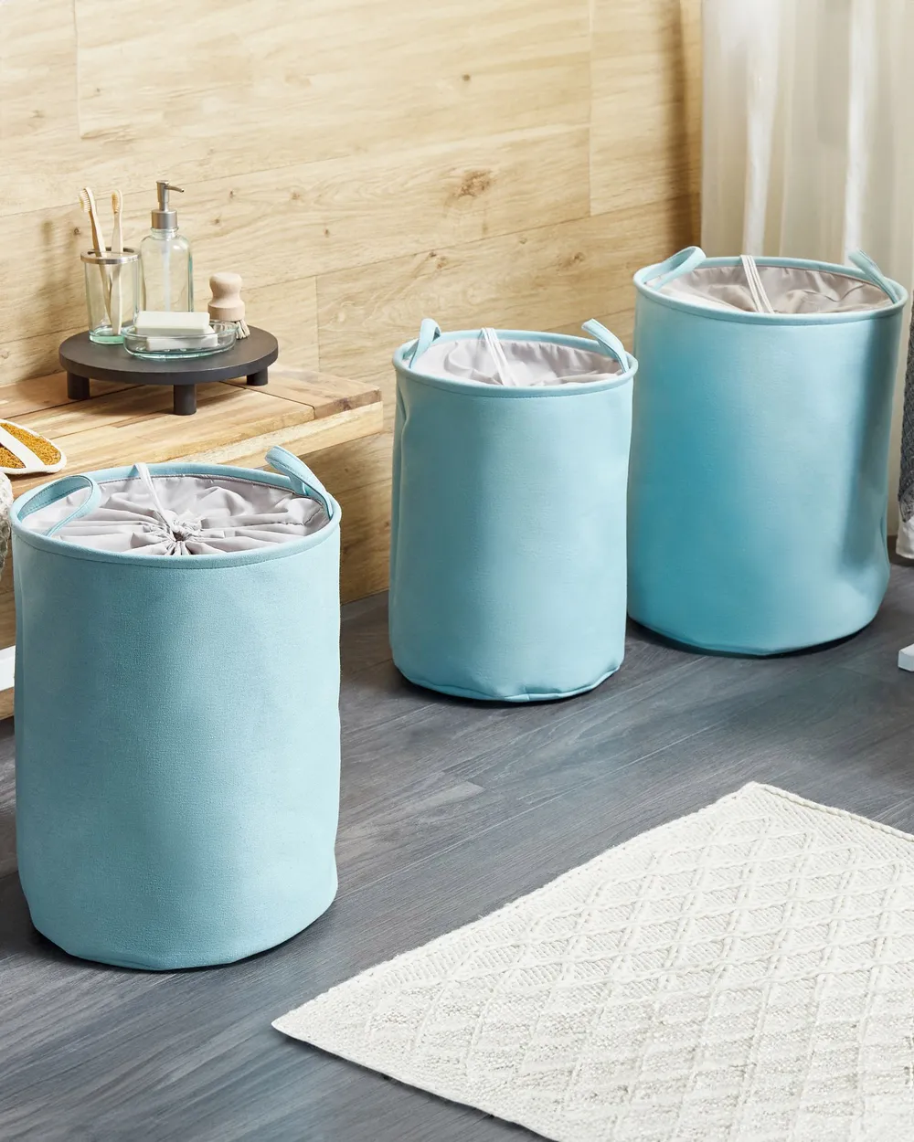 Set of 3 Baskets ARCHA Cotton Light Blue_1079555