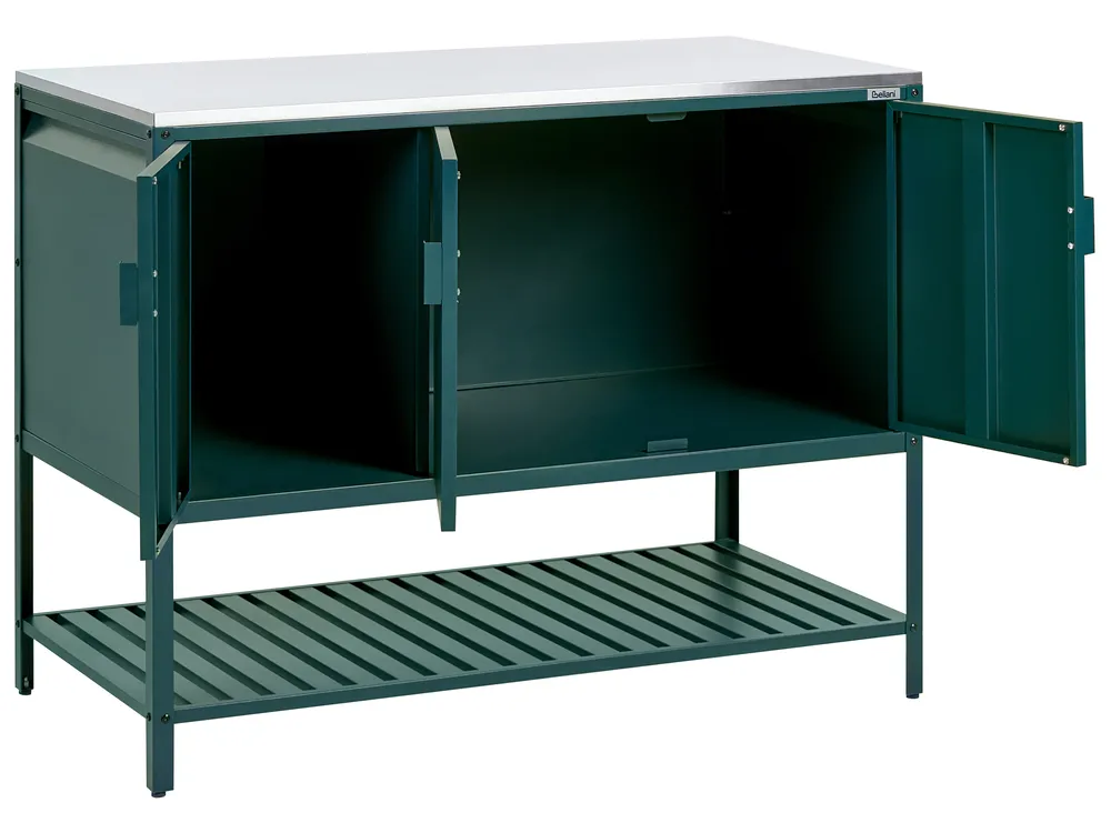 2 Piece Outdoor Kitchen Set with Bar Table MAENZA Green Metal_1045194